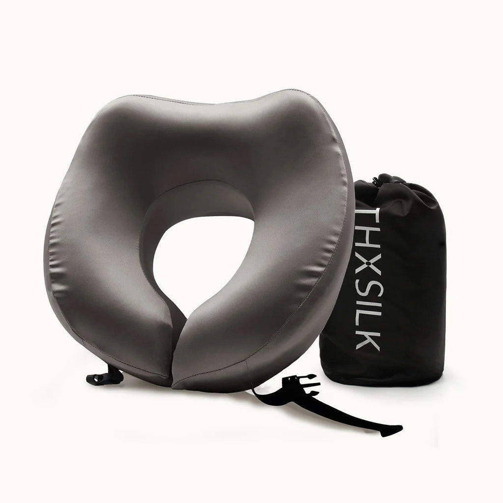 Silk Travel Neck Pillow Comfortable Support Easy Travel
