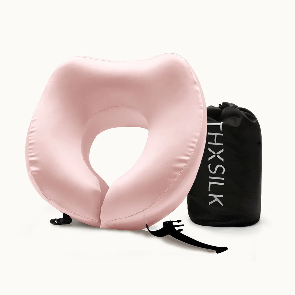 Silk Travel Neck Pillow Comfortable Support Easy Travel