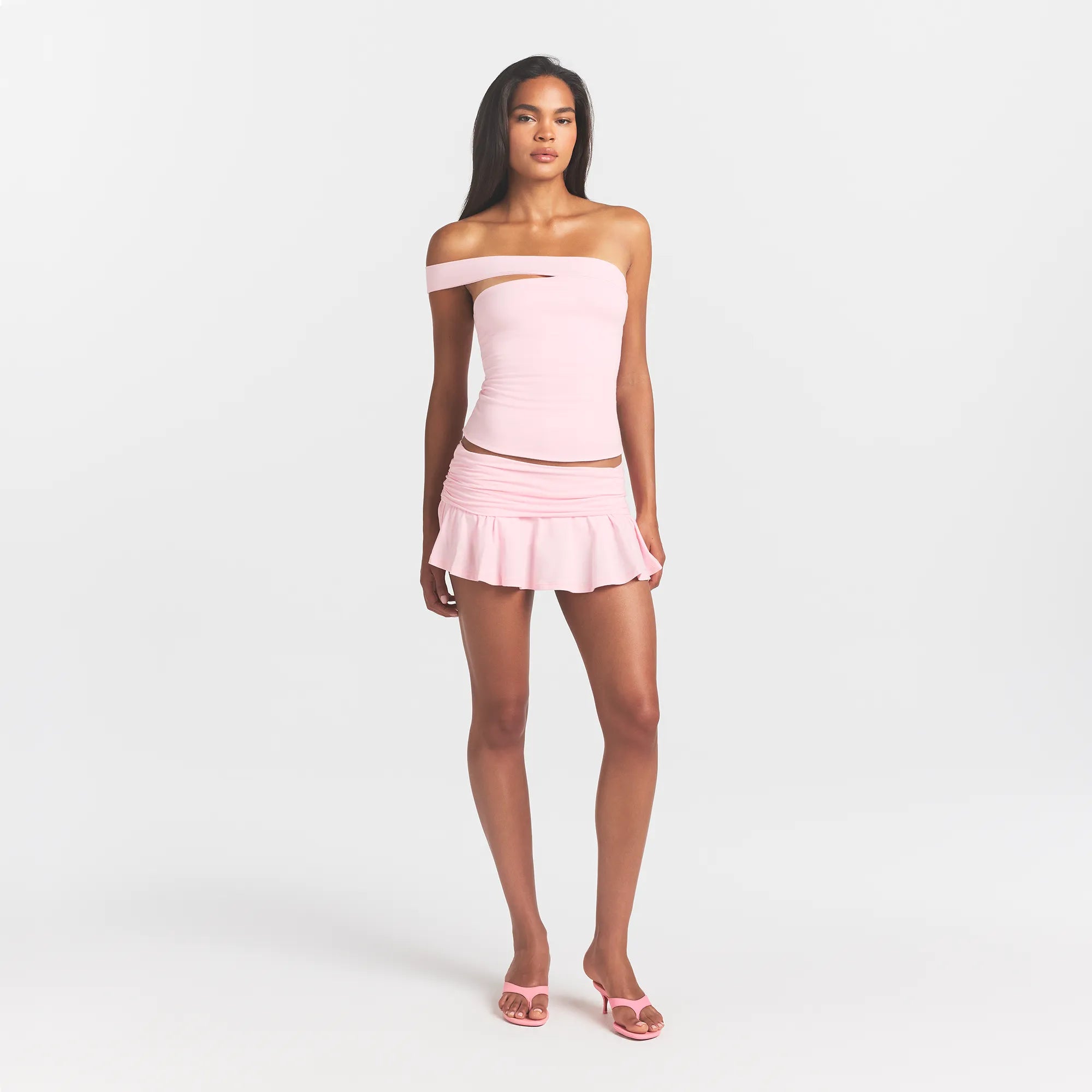 Cotton Jersey Asymmetrical Top - Cherry Blossom