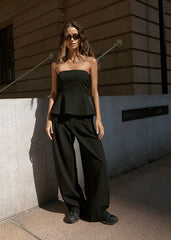 AFENDS Womens Lilo - Pinstripe Strapless Top - Black