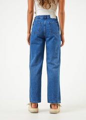 AFENDS Womens Shelby - Denim Wide Leg Jean Long - Authentic Blue