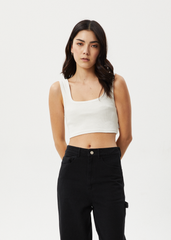 AFENDS Womens Chia - Rib Cropped Singlet - White