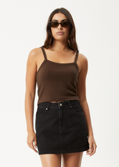 AFENDS Womens Taylor - Rib Singlet - Coffee
