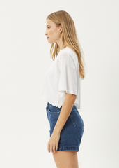 AFENDS Womens Slay Cropped - Oversized Tee - White