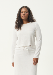 AFENDS Womens Focus - Seersucker Long Sleeve Top - Off White