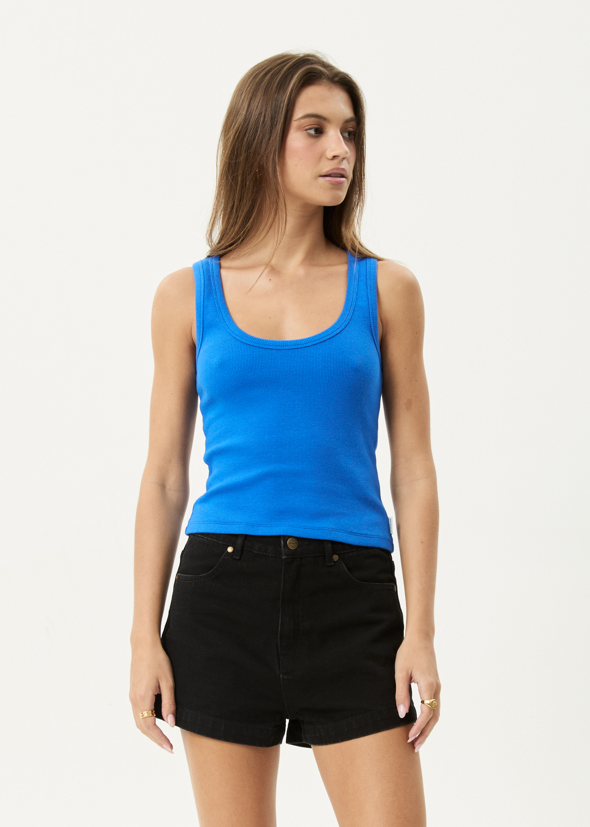 AFENDS Womens Layden - Rib Singlet - Marina