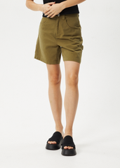AFENDS Womens Emilie - Canvas Workwear Short - Military