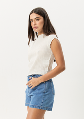 AFENDS Womens Wren - Seersucker Top - Off White