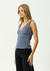 AFENDS Womens Giselle - Seersucker Top - Marlin