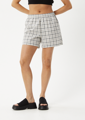 AFENDS Womens Leo - Seersucker Boxer Short - Black / White