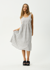 AFENDS Womens Leo - Seersucker Midi Dress - Black / White