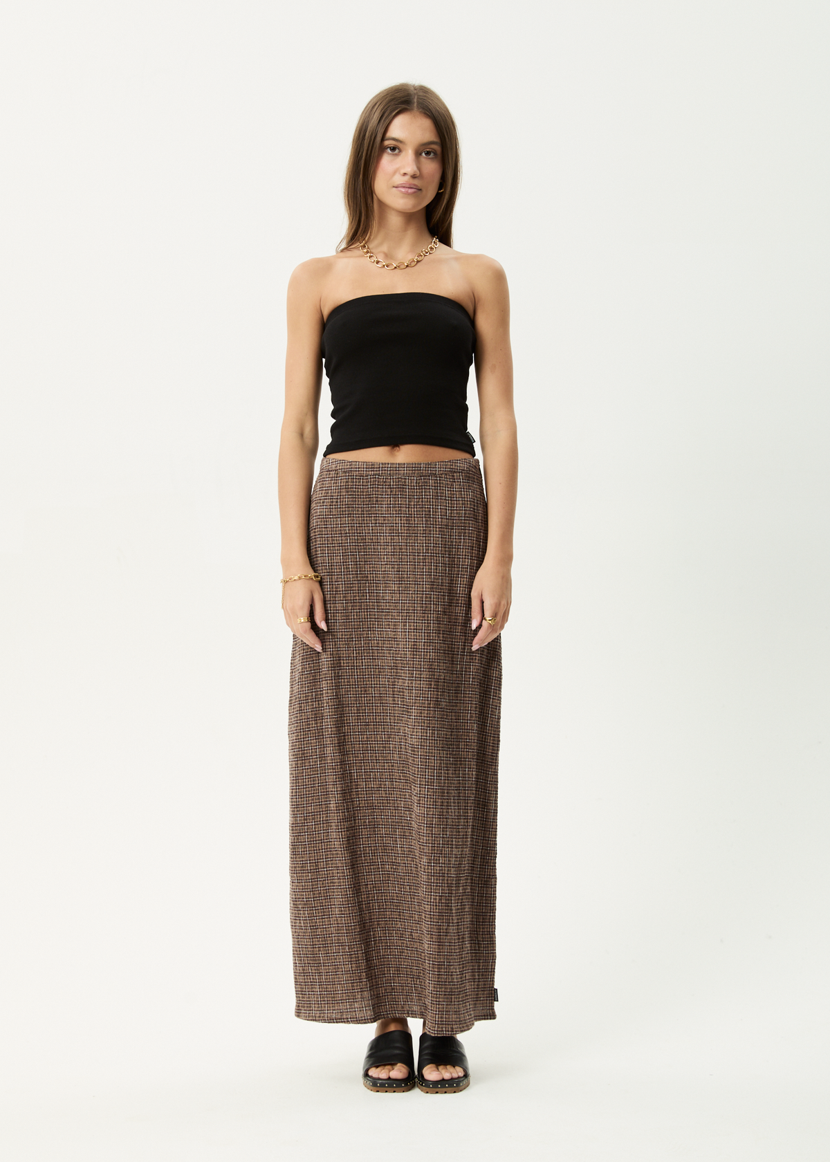 AFENDS Womens Lita - Seersucker Maxi Skirt - Hometown Coffee