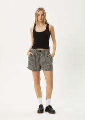 AFENDS Womens Asta - Seersucker Boxer Short - Steel Check