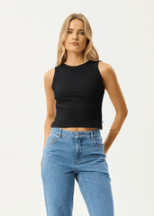 AFENDS Womens Charlie - Rib Singlet - Black