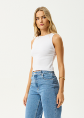 AFENDS Womens Charlie - Rib Singlet - White