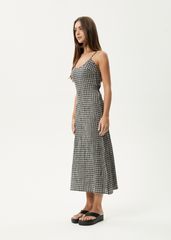 AFENDS Womens Rumi - Seersucker Midi Dress - Steel Check
