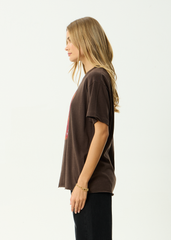 AFENDS Womens Dark Heaven - Oversized Tee - Coffee