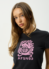 AFENDS Womens Anjuna - Baby Tee - Stone Black