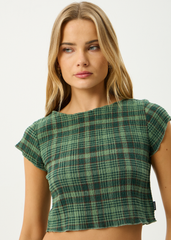 AFENDS Womens Darcy - Seersucker Top - Lonnie Hunter Green