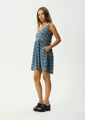 AFENDS Womens Jesse - Seersucker Mini Dress - Navy Check