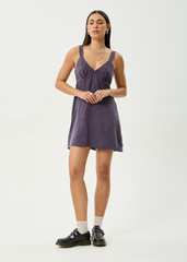 AFENDS Womens Gerry - Cupro Mini Dress - Aubergine