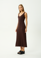 AFENDS Womens Iris - Knit Midi Dress - Coffee