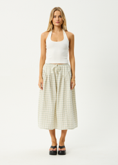 AFENDS Womens Legacy - Seersucker Check Midi Skirt - Boa Check