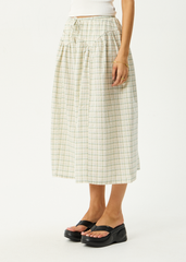 AFENDS Womens Legacy - Seersucker Check Midi Skirt - Boa Check