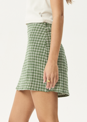 AFENDS Womens Base - Seersucker Mini Skirt - Deep Green Check