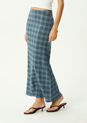 AFENDS Womens Lita - Seersucker Maxi Skirt - Position Navy Check