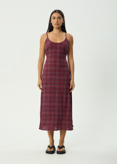 AFENDS Womens Rumi - Seersucker Midi Dress - Port Check