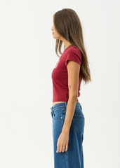 AFENDS Womens Zephyr - Baby Tee - Burgundy