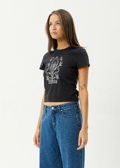 AFENDS Womens Good Nature - Baby Tee - Stone Black