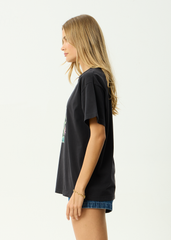 AFENDS Womens Good Nature - Oversized Tee - Stone Black