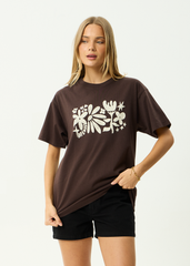 AFENDS Womens Garden Variety - Oversized Tee - Coffee
