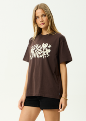 AFENDS Womens Garden Variety - Oversized Tee - Coffee