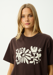 AFENDS Womens Garden Variety - Oversized Tee - Coffee