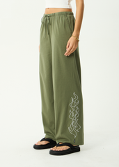 AFENDS Womens Dirts - Jersey Pant - Deep Olive