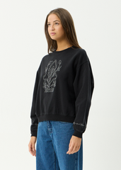 AFENDS Womens Good Nature - Crew Neck Jumper - Stone Black