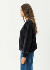 AFENDS Womens Good Nature - Crew Neck Jumper - Stone Black