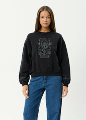 AFENDS Womens Good Nature - Crew Neck Jumper - Stone Black
