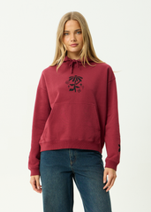 AFENDS Womens Garden Variety - Pull On Hood - Washed Burgundy