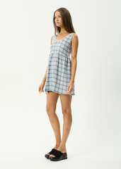 AFENDS Womens Jesse - Seersucker Mini Dress - Overcast Check