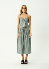 AFENDS Womens Pinned - Midi Skirt - Sycamore Stripe