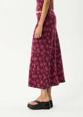 AFENDS Womens Marin - Midi Skirt - Port