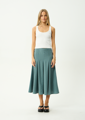 AFENDS Womens Voyager - Midi Skirt - Deep Olive Voyager