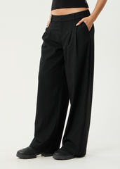 AFENDS Womens Business - Pinstripe Low Rise Trouser - Black