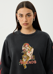 AFENDS Womens Hellcat - Crew Neck - Stone Black