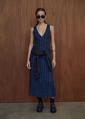 AFENDS Womens Tully - Seersucker Maxi Dress - Thea Midnight Check