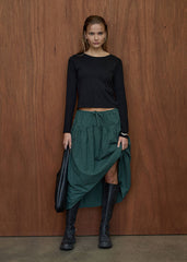 AFENDS Womens Marlow - Midi Skirt - Reverb Pine Check